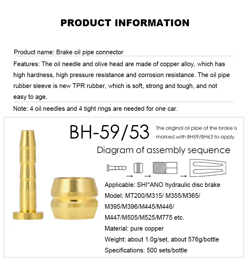 QngeNet Brake Oil Pipe Olive Connector & 2.5M Hose For Shimano BH90/BH59 Hydraulic Brakes