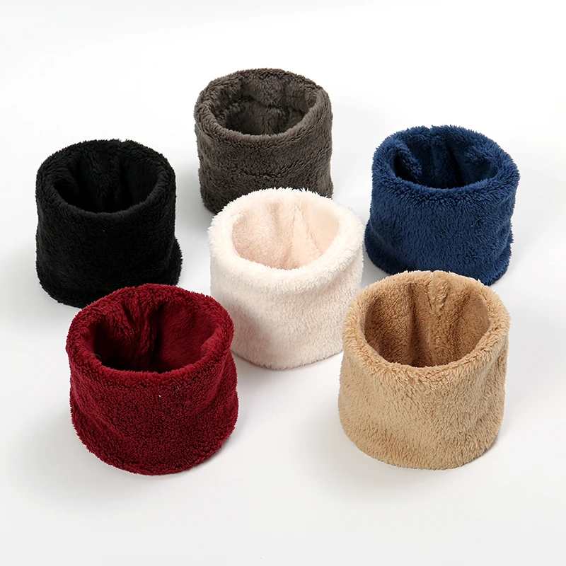 Cashmere Warm Collor Ring Winter Scarf Solid Plush Thick Outdoor Sports Men Women Children Neckerchief Full Face Mask Muffler