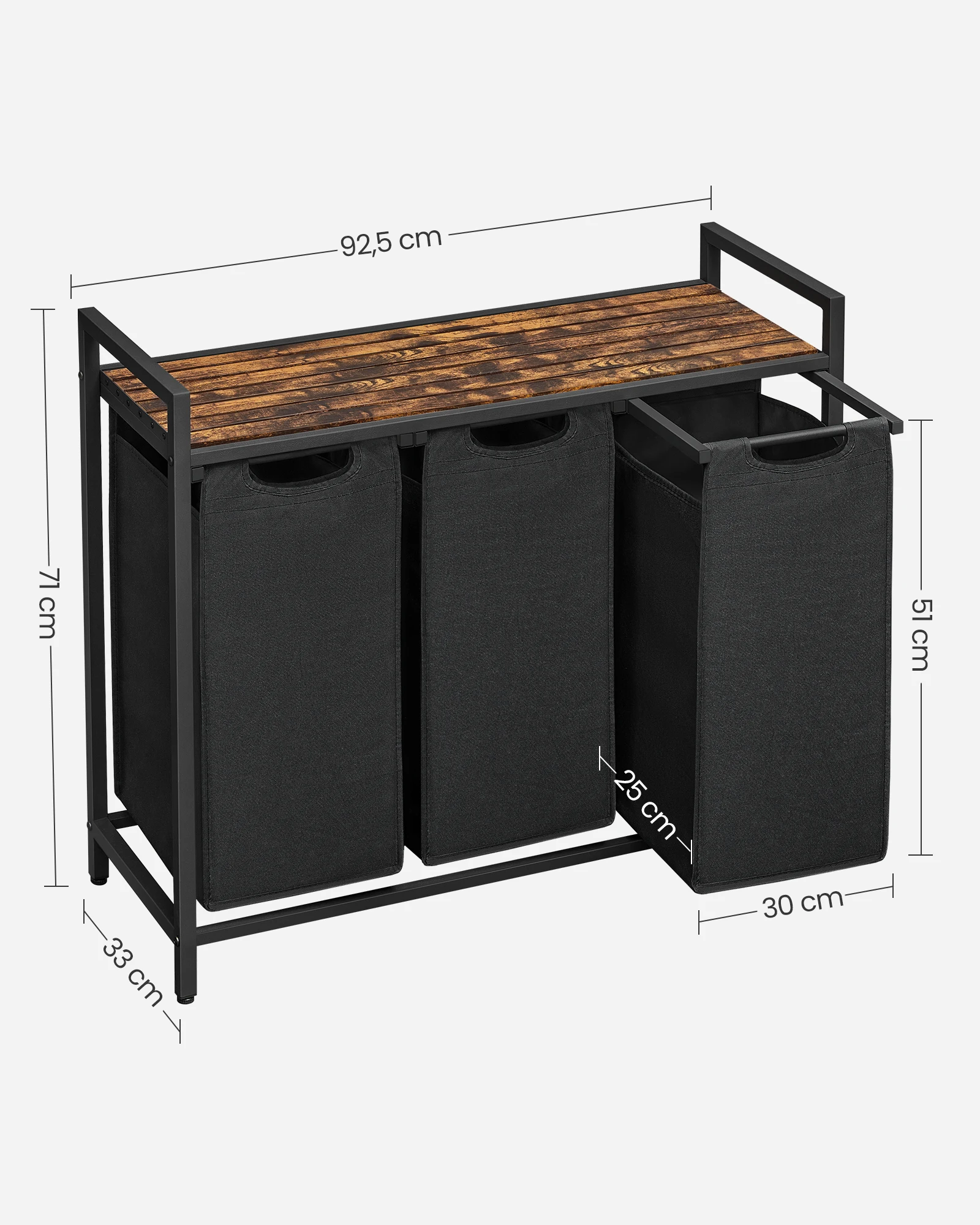Collapsible Laundry Room 3 Storage Basket Industrial Rectangular Country Laundry Basket with Shelves