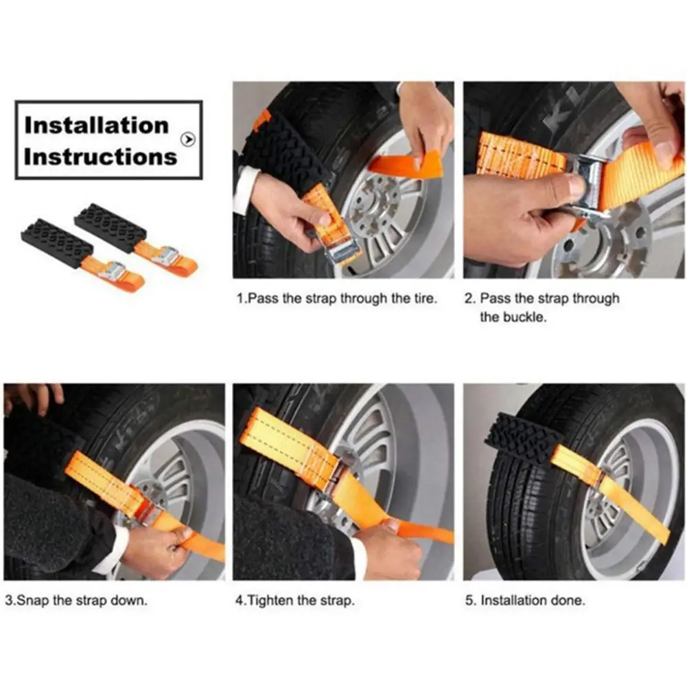 1pcs Anti-skid Chains Straps Pu Anti-skid Car Wheels With Emergency Mud Bag Sand Blocks Tire Traction T2R9