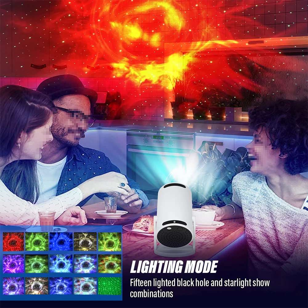 Star Projection Lamp, Black Hole Starlight Night Light with 15 Black Hole Starlight Combinations, TB Wireless Connection