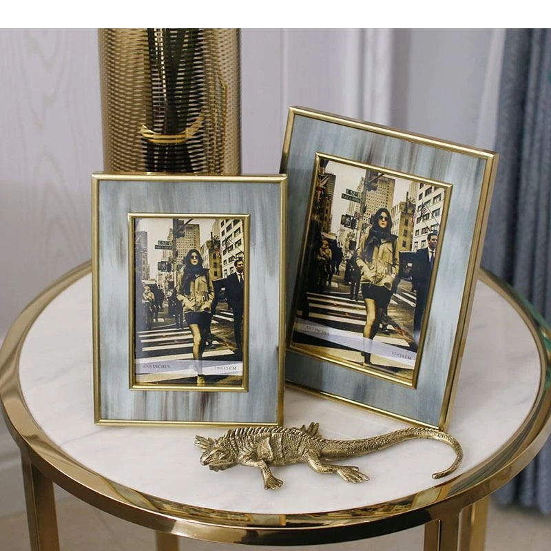 Imitation Marble Gilded Photo Frames Modern Design Frame TV Cabinet Desk Decoration Family Portrait for Pictures