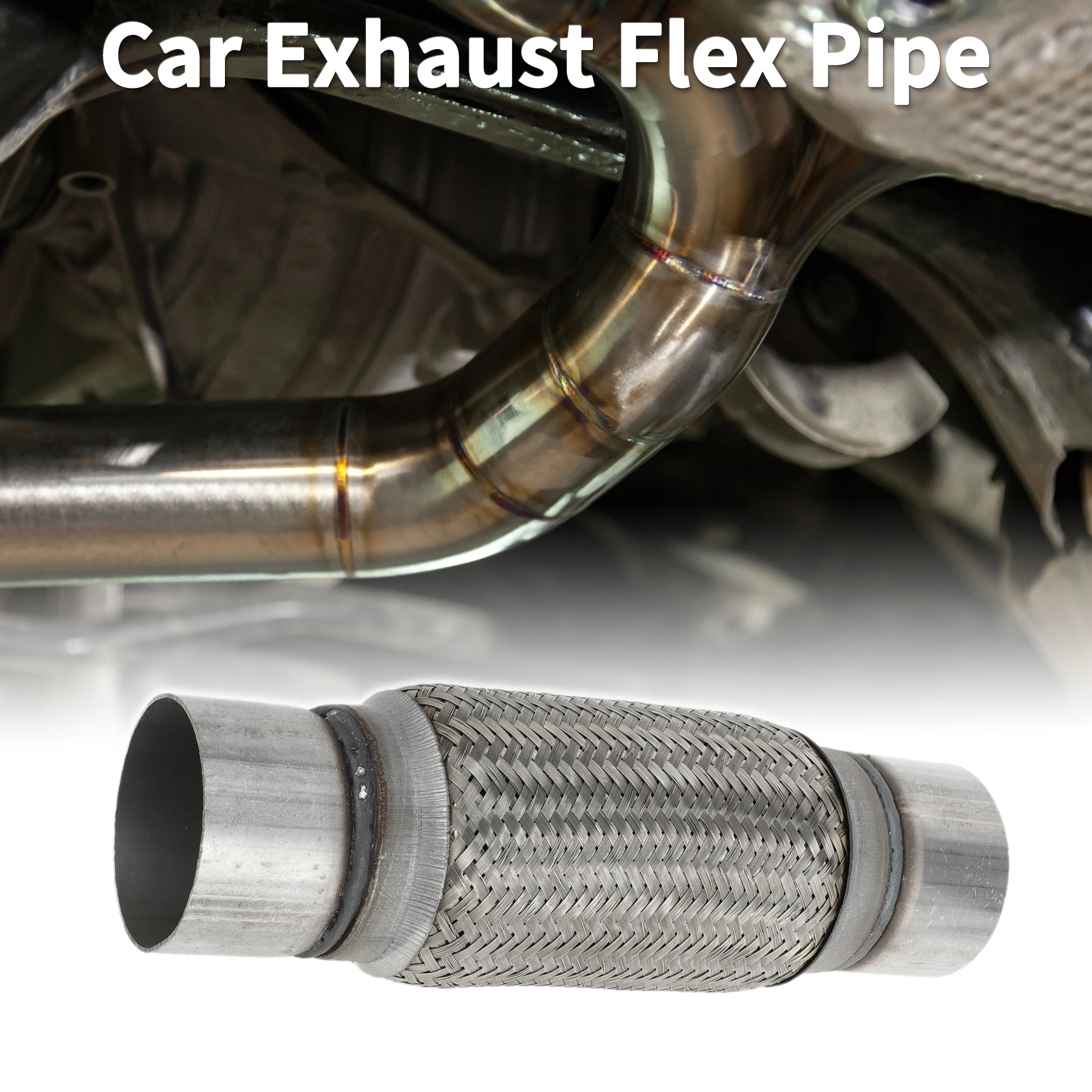 

UXCELL автомобильная выхлопная гибкая труба 76 мм, внутренний диаметр 300 мм, длина, гибкая плетеная выхлопная трубка, универсальная гибкая трубка серебристого тона, 1 шт.