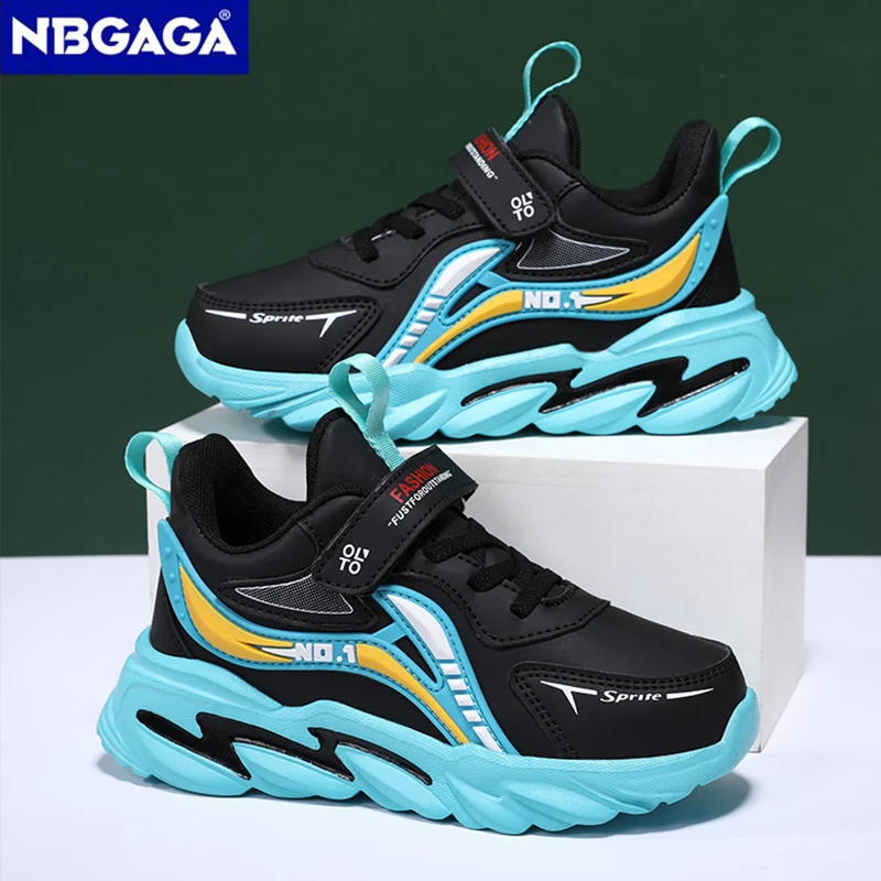 Four Season Children\'s Casual Shoes Leather Kids Boys\' Tennis Sneakers Hook&Loop Students Comfortable Walking Running Shoes