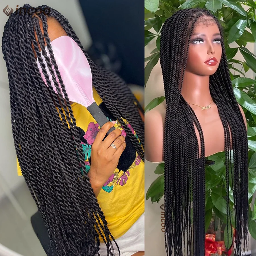 

40'' Long Synthetic Braided Wigs With Baby Hair Senegalese Twists Wigs Full Lace Knotless Box Braiding Hair Wig For Black Women