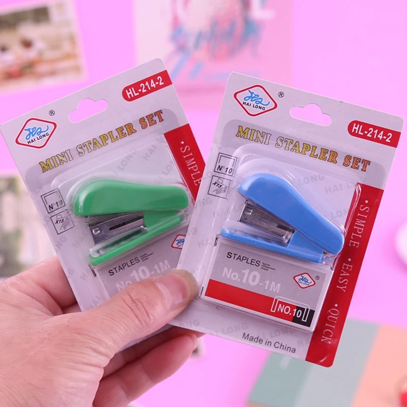 Mini Stapler Set Paper Binder Stationery Office Binding Tools School Office Supplies for Students