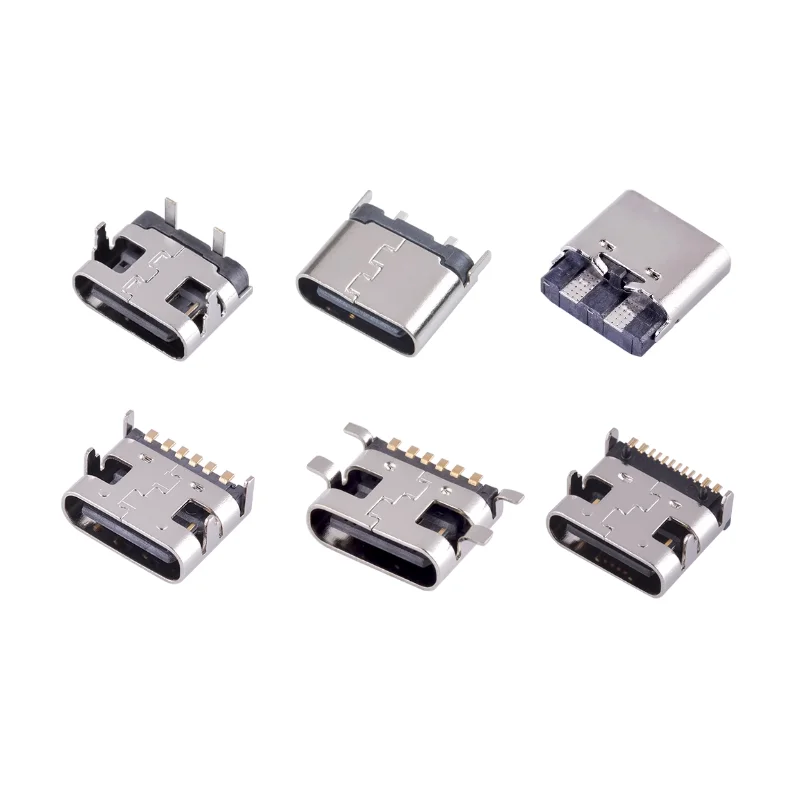 1000PCS Type-C Female Connector 2P 6P 16P Vertical SMT/DIP USB Type-C Socket Charging Port Series