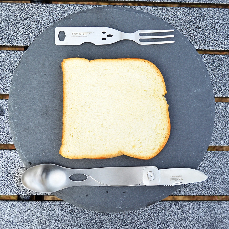 

Tonife Camping Cutlery Set Stainless Steel Folding Fork Spoon Knife Opener Detachable Tableware Travel Kitchen Utensils 3-in-1