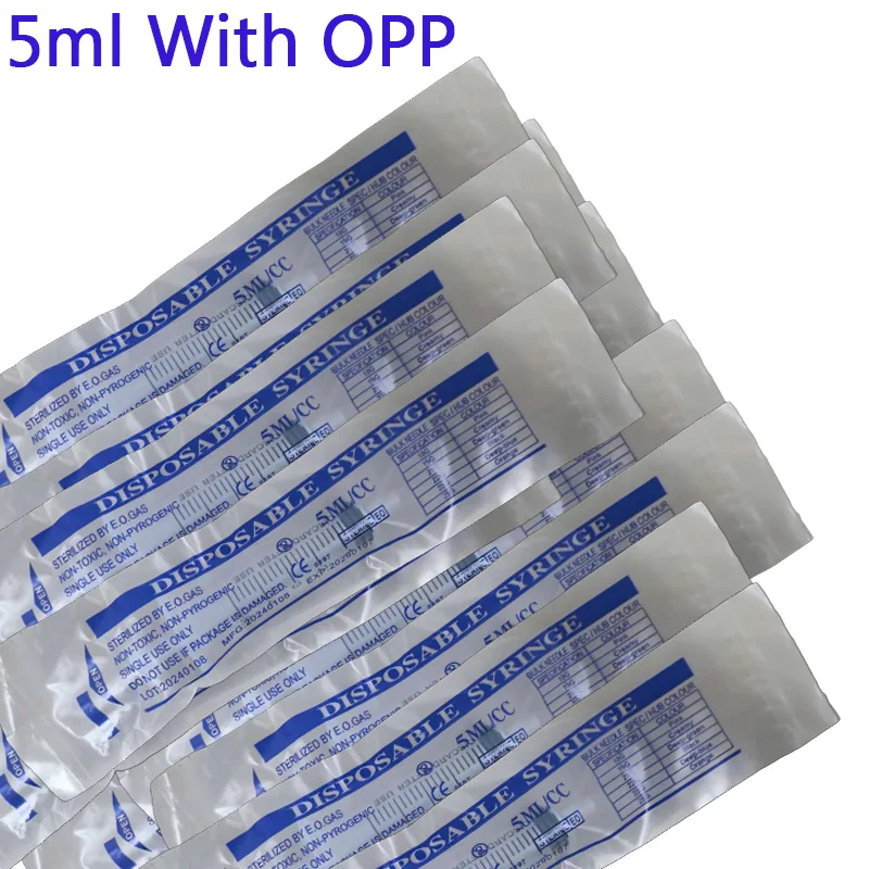 Without needle 5ML With OPP Syringe Plastic Injector Measuring Tool Nutrient Glue Ink Cartridge Pet Feeder 5/10/20/50/100Pcs