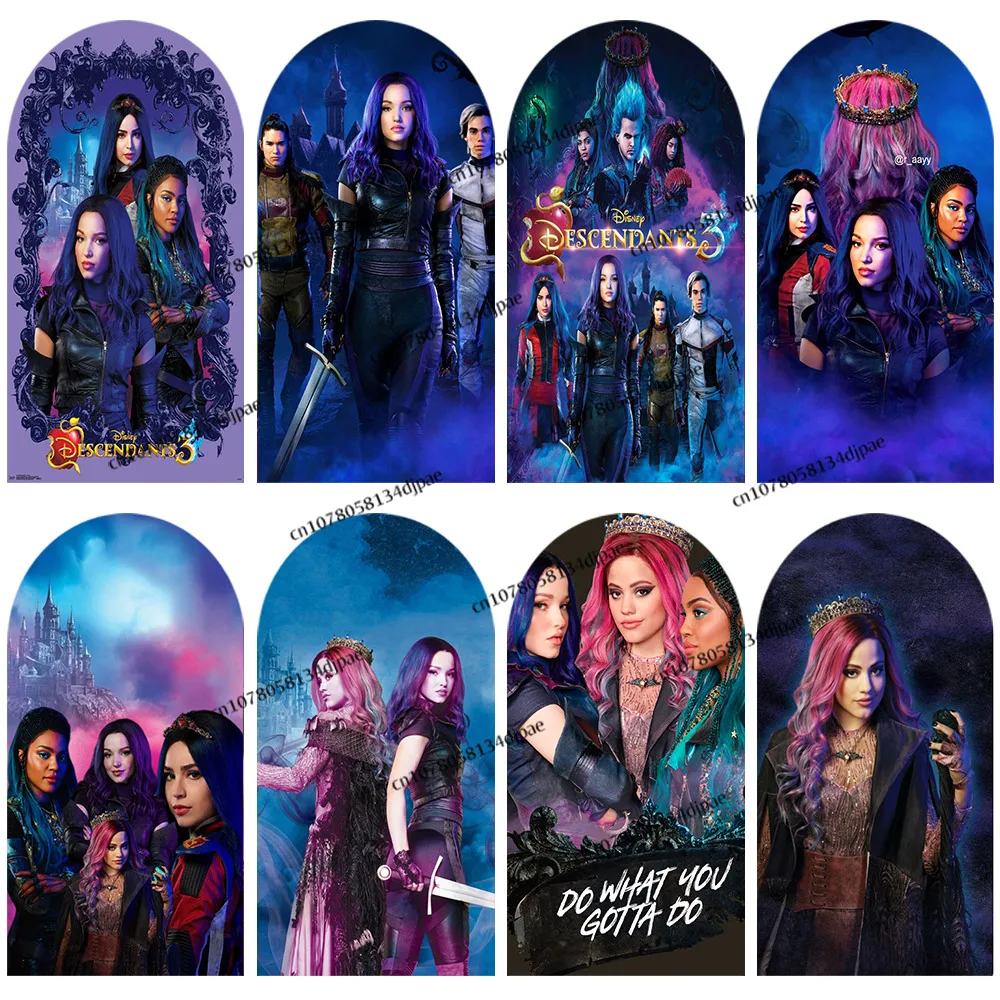 Descendants 3 Arch Backdrop Kids Birthday Party Background Decor Musical Fantasy Film Stage Show Promotion Display Banner Poster