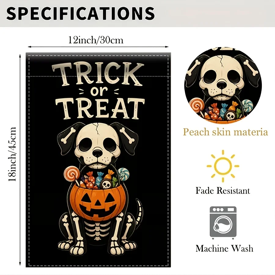 2D Flat, 2D-1pc 2d Print Garden Flag 12*18in Halloween Trick-or-treating Garden Flag Peach Skin Double-sided Welcome Flag Is Very Suitable for Outdoor Decoration of Garden, Lawn, Courtyard, Home, Outdoor and Beach Decoration Flags., 2D Flat