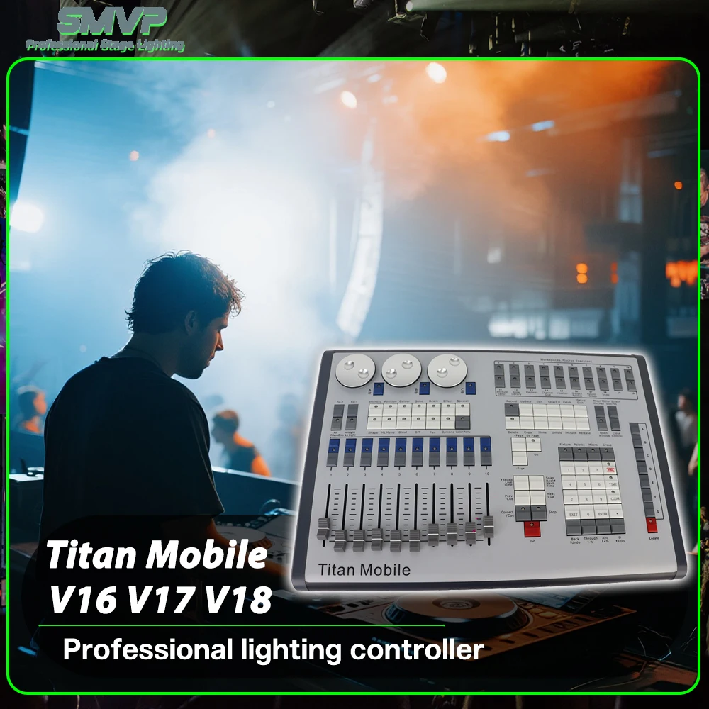 

Titan Mobile V16/V17.1/V18 DMX512 Профессиональная консоль сценического освещения 2048 4 независимых канала выхода DMX512 для Dj Disco