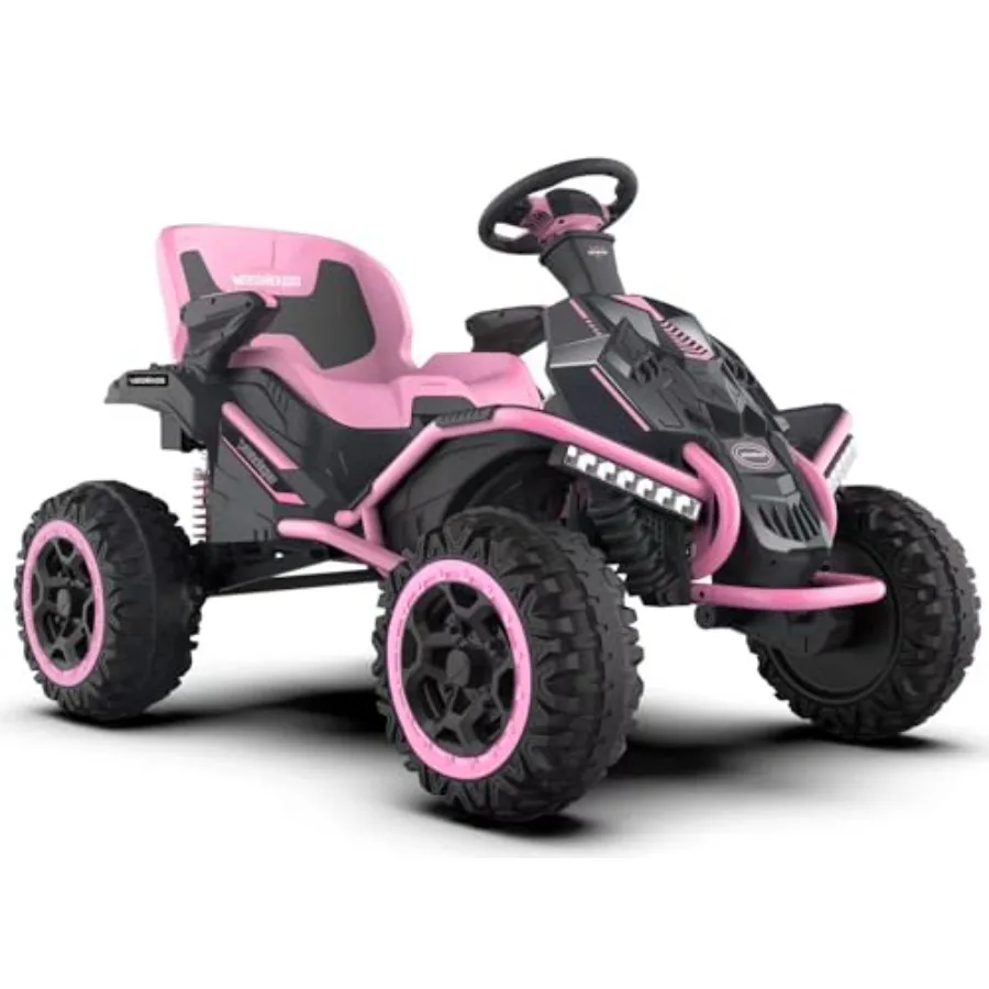 

24V outdoor ride-on toy for big children, pink electric vehicle with 4 motors 300W,Bluetooth speaker, 24V 7Ah battery, adjustab
