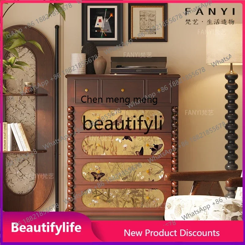 CC Medieval chest of drawers, bedroom, bedside cabinet, integrated wall storage, solid wood storage cabinet