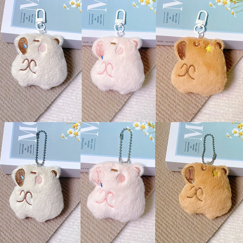 Porte-clés en peluche douce Capybara, pendentif de sac d'école, ornement d'écouteur, porte-clés pour couple, joli animal en peluche, beurre, cadeaux