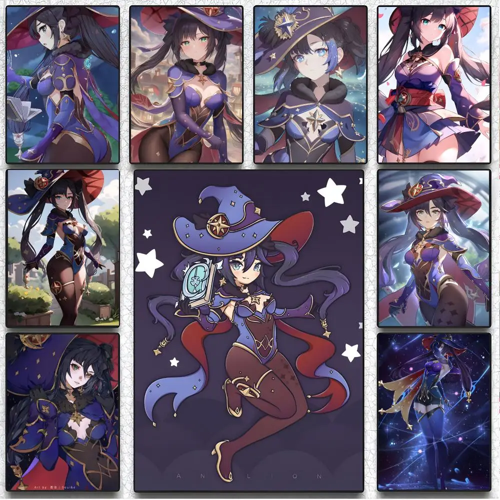 game character G-Genshin Impact Mona Poster Artistic Instant Peel-Off Wall Decor Atmosphere Setter for Bedside & Shared Room