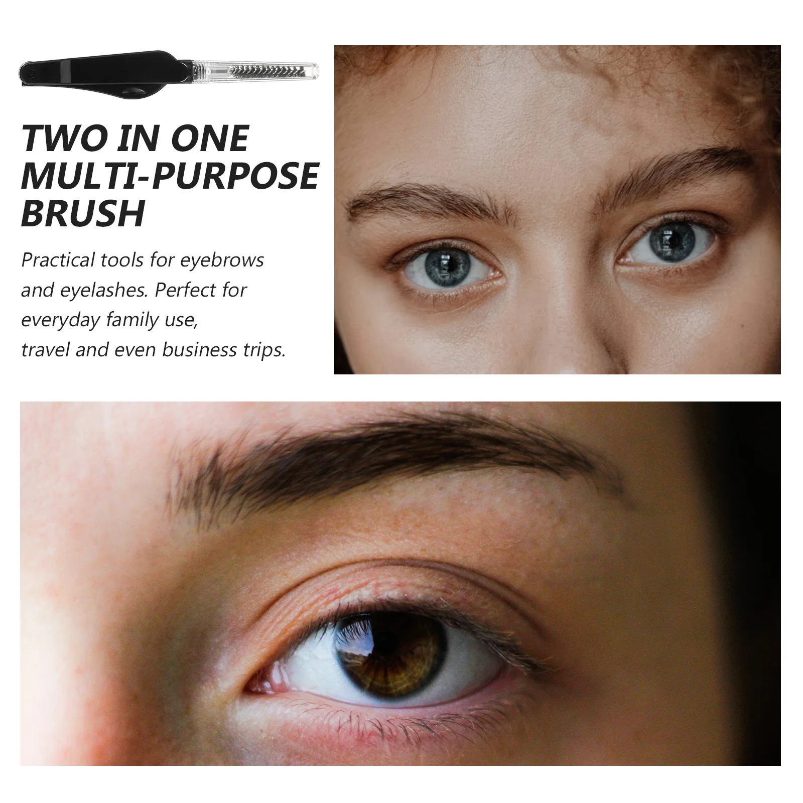 6 pçs escova de pente de cílios de ponta dupla leve modelador de sobrancelha para alongar e modelar cílios preto dobrável sobrancelha