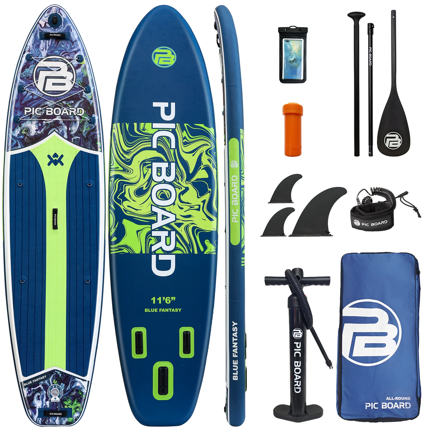 

PIC BOARD 11'6"x35"x6'"Waterproof Inflatable Paddle Board - Standing Style Aquatic SUP Board with Fishing Accessories