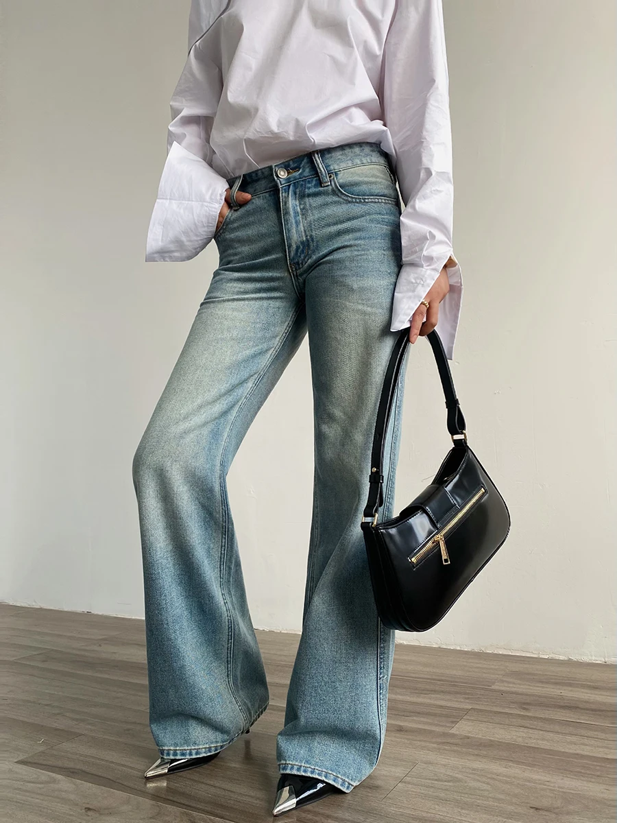 

Джинсы прямого кроя с низкой посадкой в американском ретро-стиле для женщин: модные летние повседневные джинсовые брюки