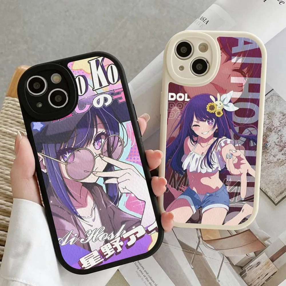 Anime Oshi No Ko Phone Case Hard Leather For IPhone 16 15 14 13 12 Mini 11 14 Pro Max Xs X Xr 7 8 Plus Fundas