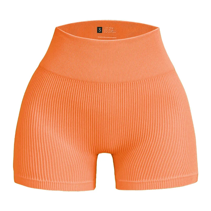 Gerippte Strickshorts für Damen, nahtlose Yoga-Shorts, dehnbare Shorts mit hoher Taille, sexy Hüftheben, Radfahren, Laufen, Dreipunkthose – Detail 19