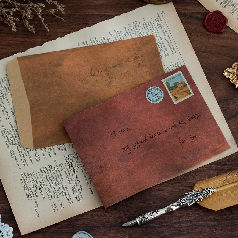 

10pcs Vintage Kraft Paper Envelopes Wedding Party Invitation Card Envelopes Multifunctional Paper Envelope Postcard Storage Bags