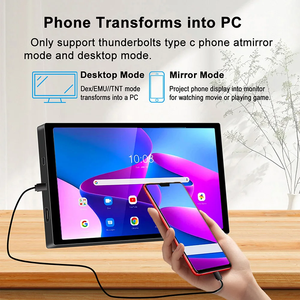 7인치 휴대용 터치 모니터 1280x800 HD IPS, HDMI 타입 C 내장 스피커, 노트북 PC 라즈베리 파이용 소형 외부 화면