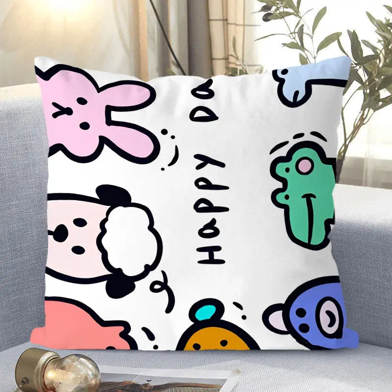 Nordic Dopamine Style Cute Cartoon Pillow Cover Simple Pillowcase Cushion Cover for Bedroom Sofa Living Room Decor