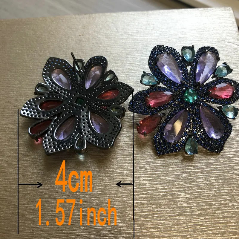 Bilincolor Vingtage Dark Royal Blue and Purple Big Flower Stud Earring for Women