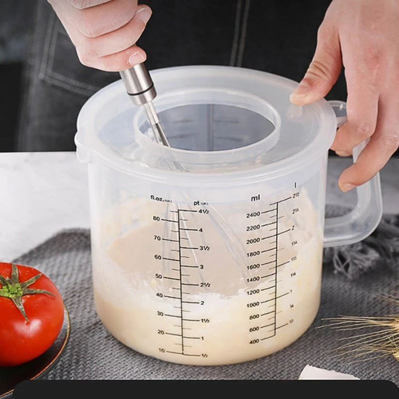 

Large Capacity Baking Measuring Cup 2.5L Scale Kitchen Tool Mixing Bowl with Lid Transparent Plastic Mixing Cup for Home Tools