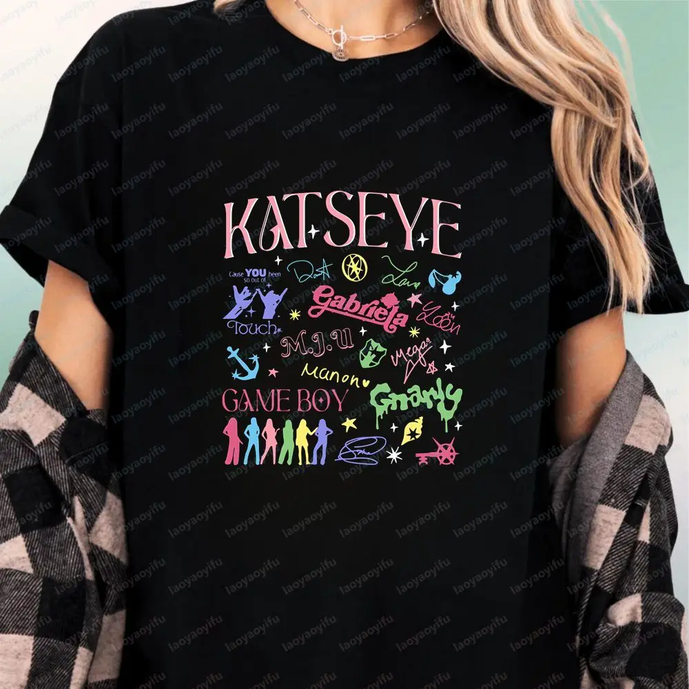 Katseye - Adult Humor Summer Casual Trendy Multi-Purpose Short-Sleeved T-Shirt for Both Men and Women with Round Neck