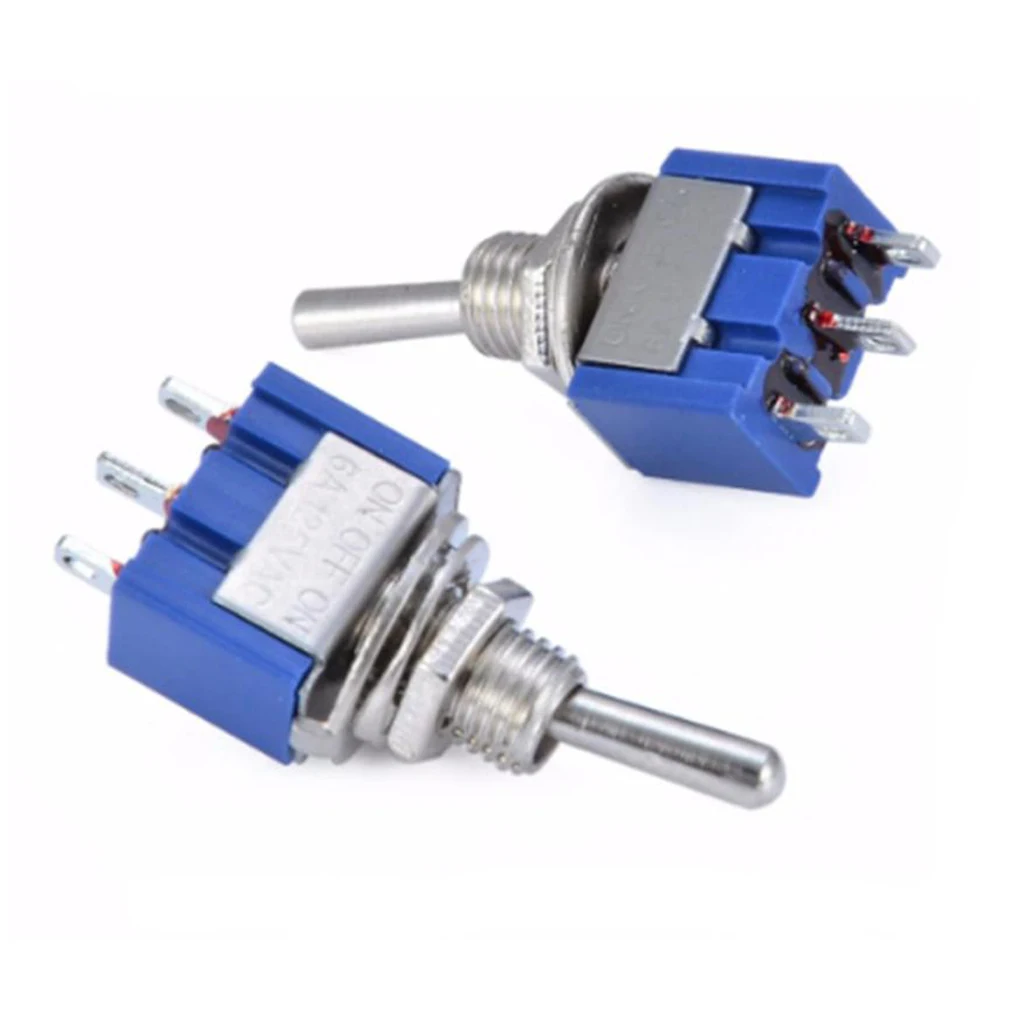 10pcs for Miniature For Toggle Switches MTS-103 3 Pin SPDT ON-OFF-ON 6A 125VAC Panel Mount 6mm Mounting Hole for Projects