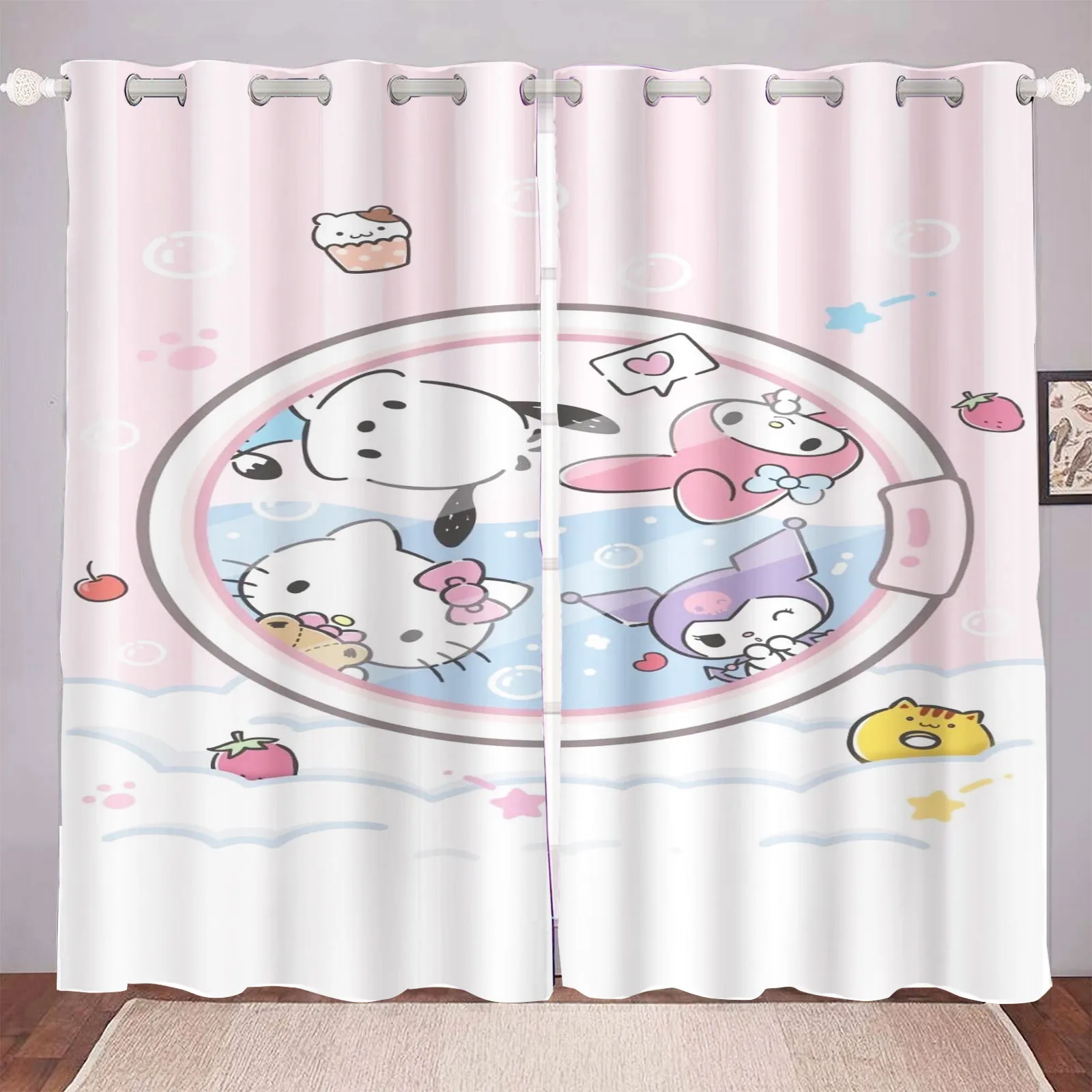 

Sanrio Cute Living Room Home Blackout Cartoon Curtains Animated Curtains Customisable Home Nursery Window Treatments