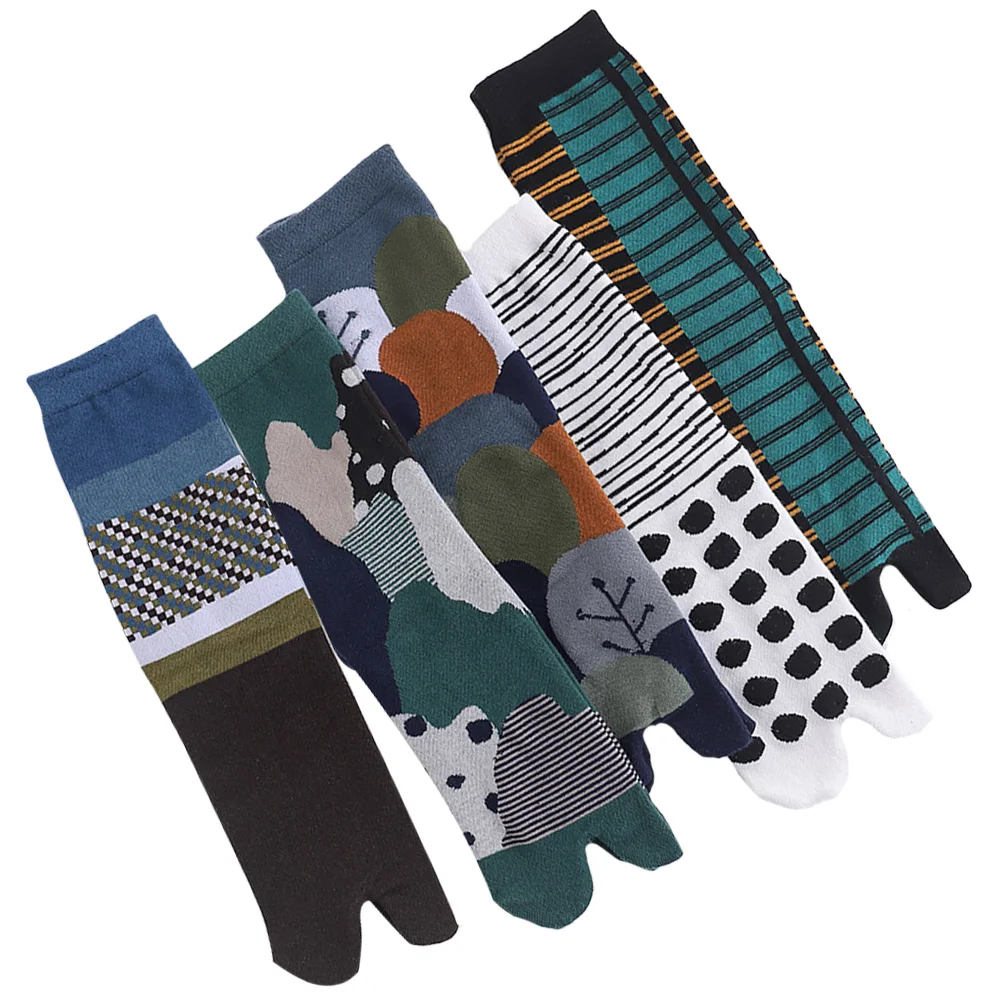 

5pcs Split Toe Socks Japanese Style Cotton Breathable Two-Finger Socks For Summer Comfortable Durable Anti-Slip Stockings