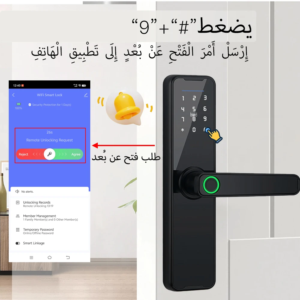 New Tuya Wifi Digital Electronic Smart Door Lock Biometric Fingerprint Smart Home Card Password Key Remote Unlock