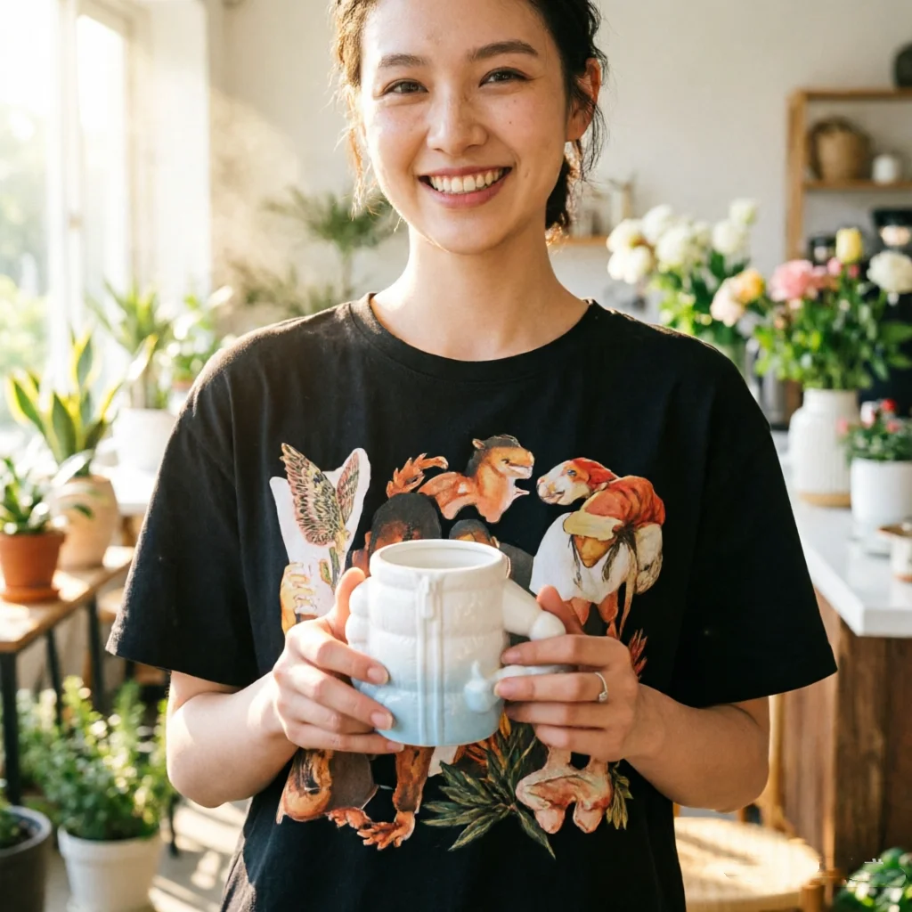 400ML Ceramic Mug with Arm Handle down Jacket Porcelain Breakfast Cup for Coffee Tea Milk Beer - Durable Water Cup for Hot Bever