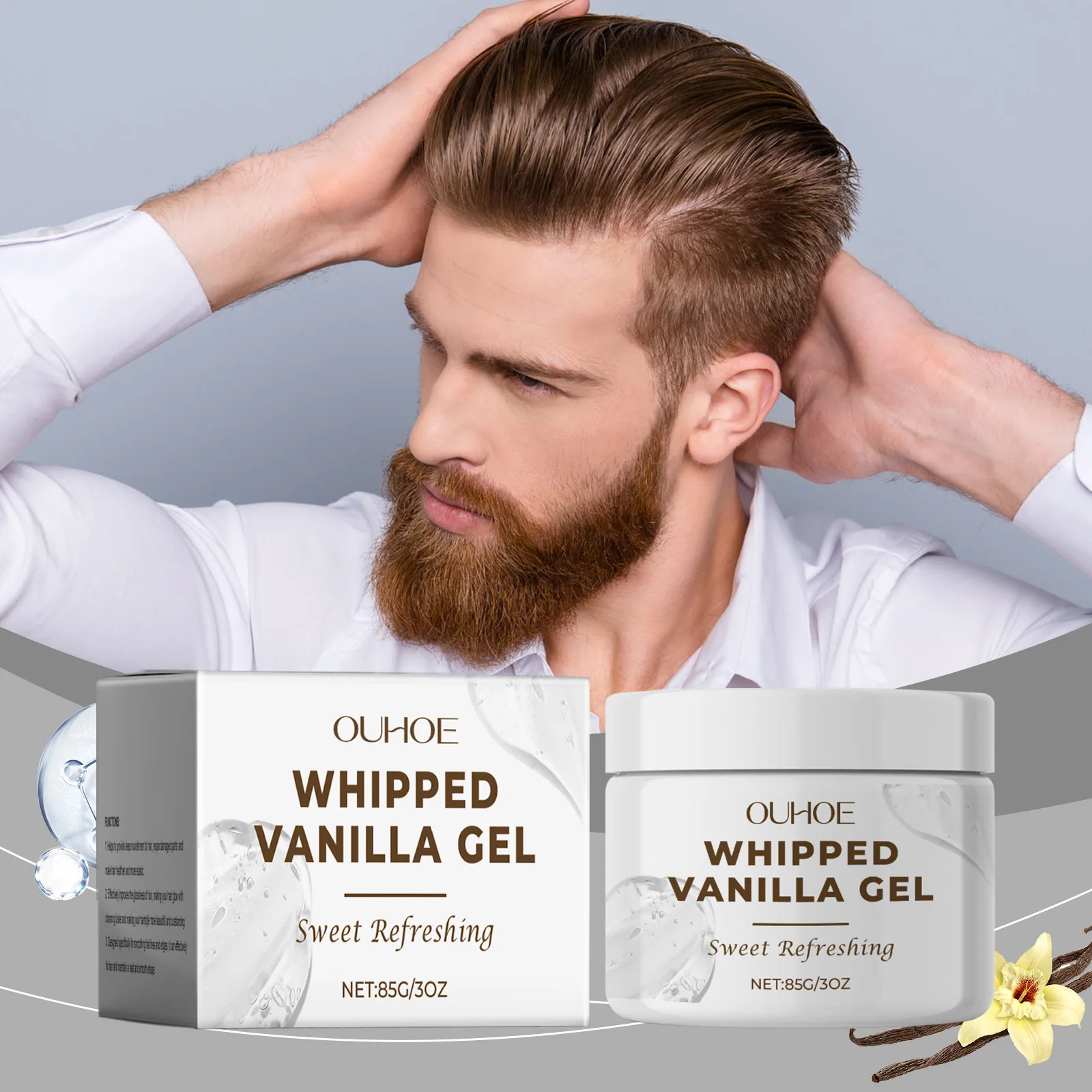 

Vanilla Moisturizing Gel Refreshing Styling Daily Care Gel Adds Shine and Softness To Hair Quick Styling Natural Fragrance