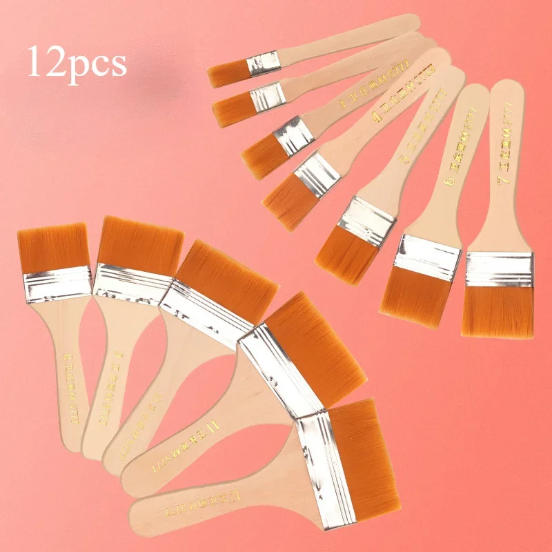 12PCS Art Supplies Memory Paint Brushes Set For Acrylic Oil Drawing Watercolor Wooden Painting Brush Tools