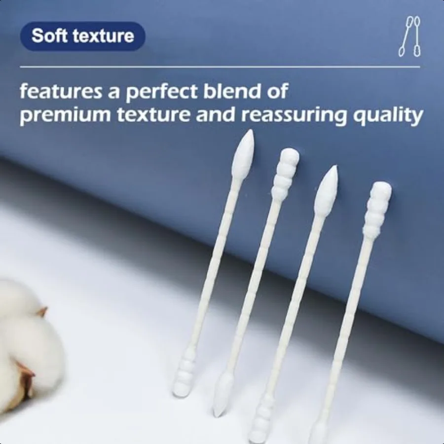 200 عدد مسحات قطنية 100 مسحات قطنية مزدوجة الأطراف قطع للأذنين مسحات قطنية مستديرة للمكياج مسحات الفم المهد