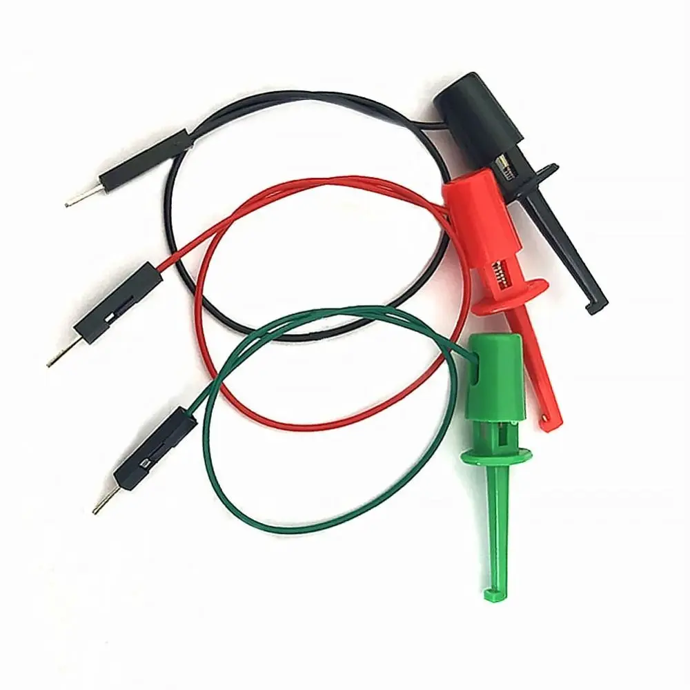 

3pcs/set Male Head Line Electrical Hook Test Clip Precision Secure Electrical Test Work Hook Easy To Use Metal Transistor Tester
