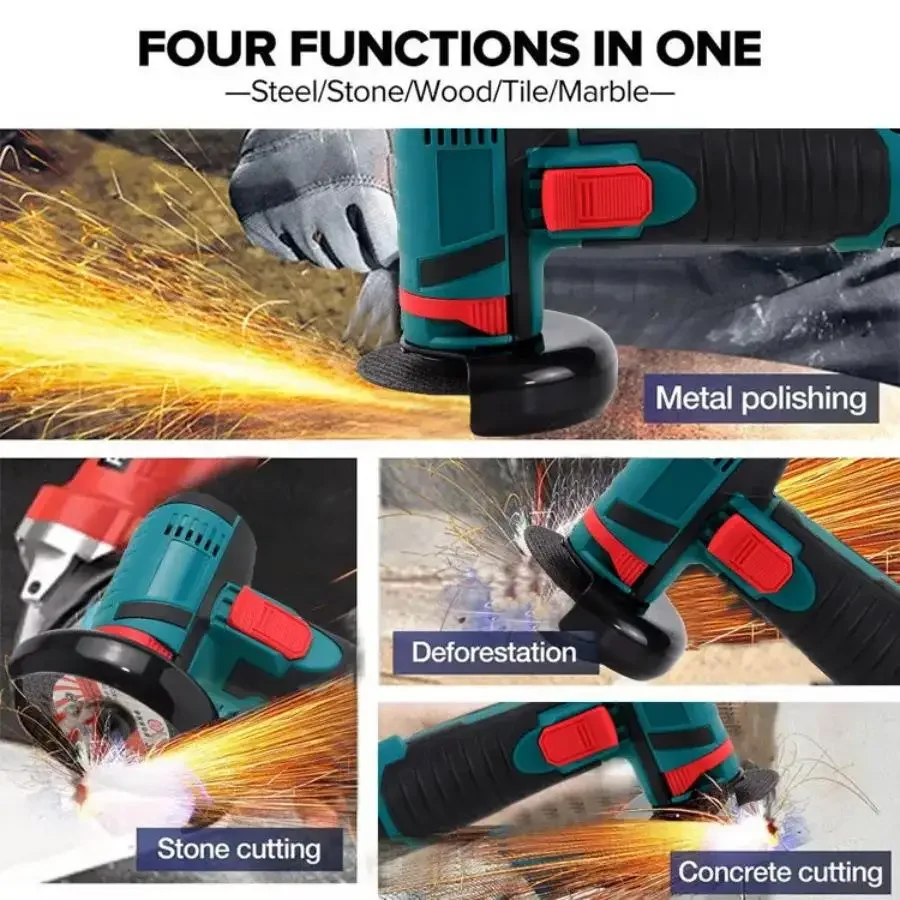 JAUHI-Mini Brushed Cordless Angle Grinder With 2pcs Batteries, 12v, 19500rpm, (Tile, Wood, Stone) Cutting And Polishing