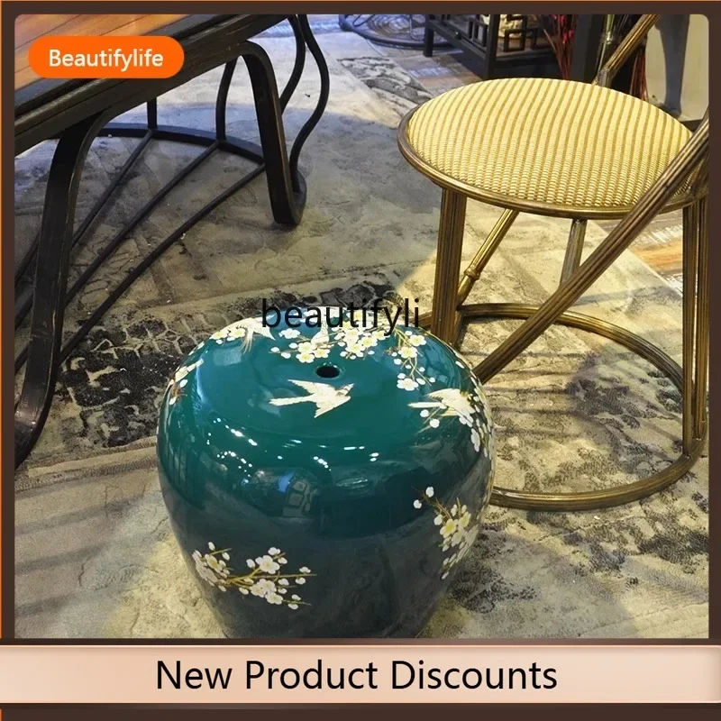 X  F109 Ceramic drum stool low stool, ceramic, living room shoe change, porcelain stool porcelain pier seat pier