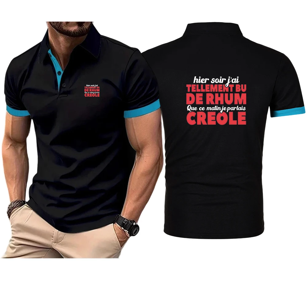 

Hier Soir J'ai Tellement Bu De Rhum New Men'S Casual Fashion Comfortable Solid Color Short Sleeve Casual Fashion Polo Shirt