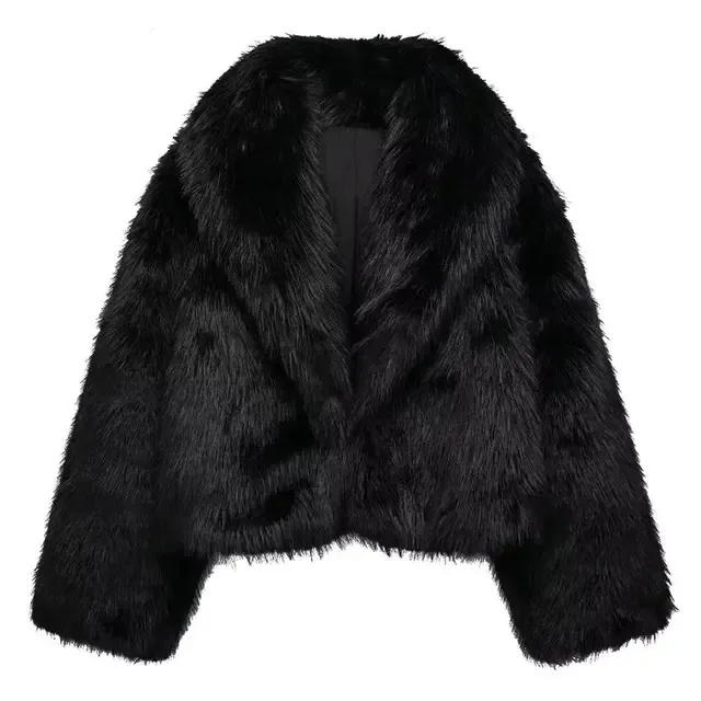 New 2023 Women Fashion Winter Faux Fur Effect cappotto corto allentato nero donna Vintage Streetwear cappotti caldi femminili