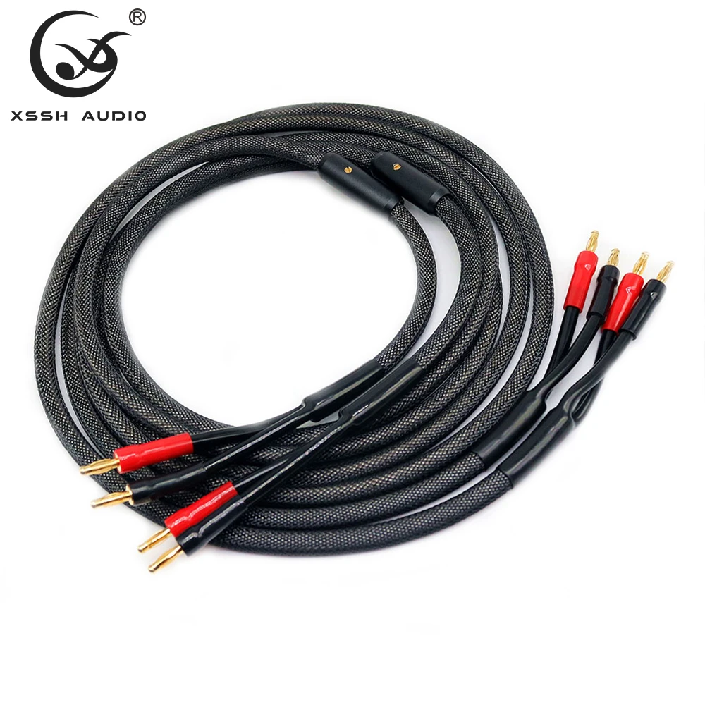 1 Pair XSSH HIFI Audio & Video Cord Oxyacid Free Copper OFC Audio Amplifier Core Wire With Banana Plug Connector Speaker Cable