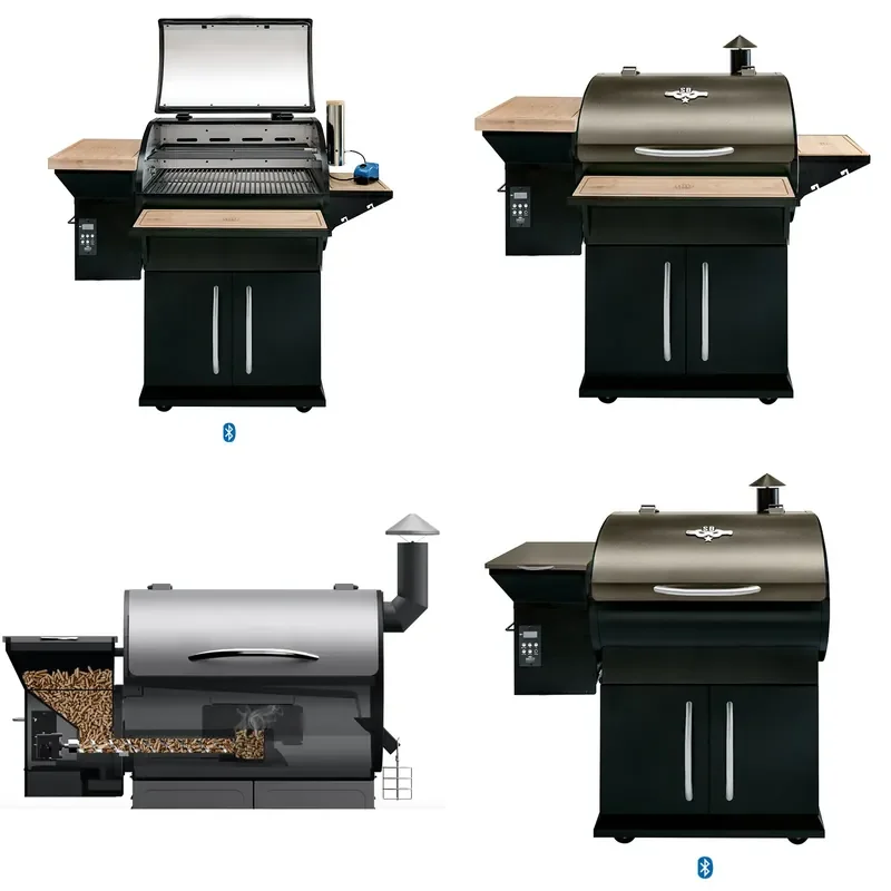 Smart Wood Pellet BBQ Grill Granular Carbon Smoke Roaster for Home Villa Outdoor Cooking