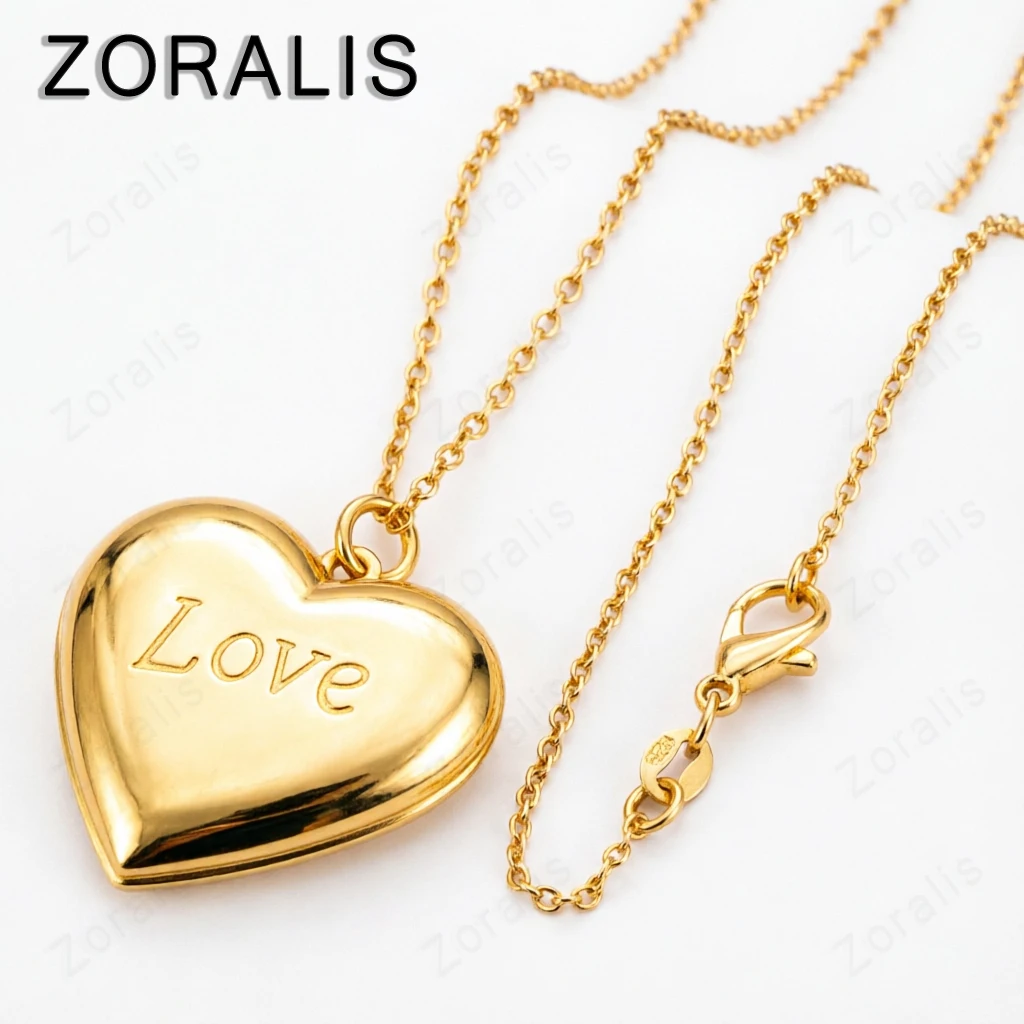 18K Gold Heart LOVE Photo Frame Pendant Necklace For Women necklaces Fashion Party Birthday Wedding Jewelry