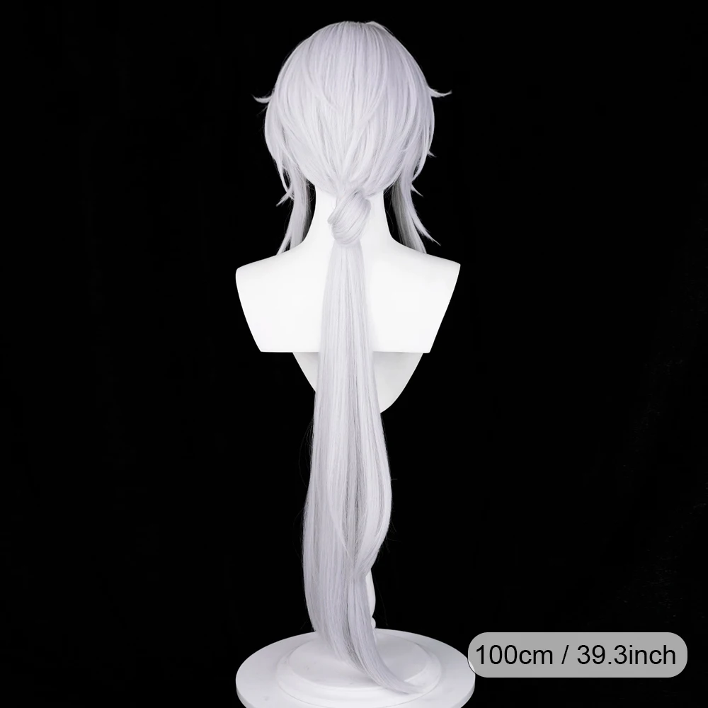 Silver White Long Straight Layered Synthetic Wigs Middle Part Anime Game Cosplay Fluffy Wig for Daily Party