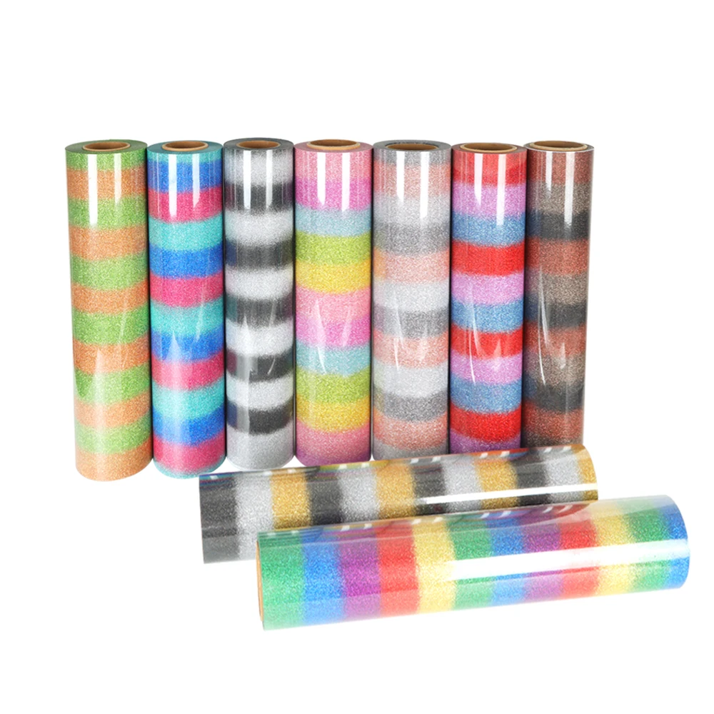 Rainbow Glitter Heat Transfer Vinyl Iron on Vinyl  Easy to Cut & Weed for Heat Vinyl Design ，For DIY Clothing T-Shirt