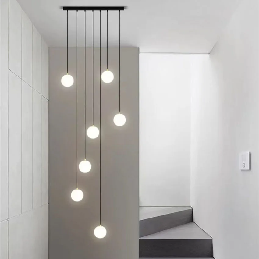 Modern Long Led Pendant Lights Staircase Long strip Plate Base Beidou Seven Star Creative Restaurant Bar counter Pendant Lamp